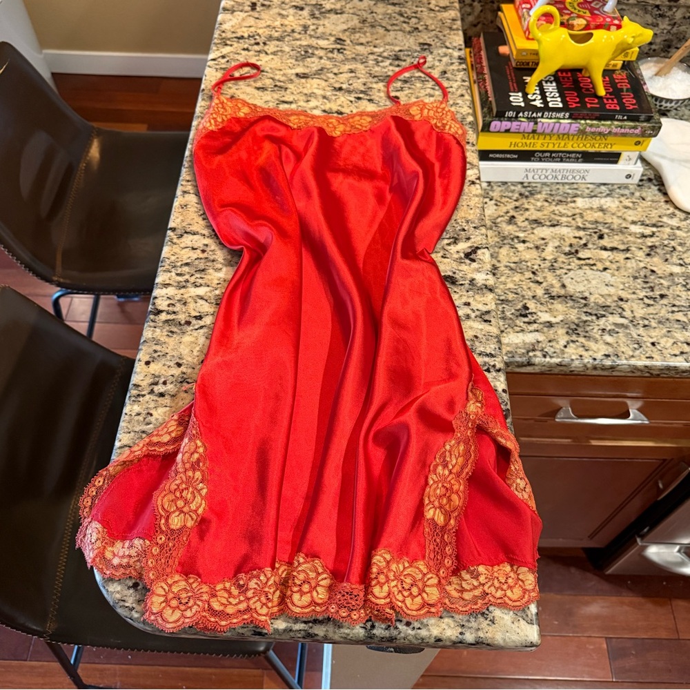 Red Vintage Victorias Secret Slip Dress